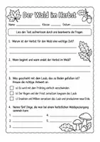 Vorschau - Arbeitsblätter - Der Wald im Herbst | Lesetext & Arbeitsblätter | Leseverständnis | Sachunterricht | Klasse 3–5 - Seite 1