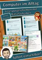 Vorschau - Arbeitsblätter - Computer im Alltag – wo überall Computer stecken – Lesespurgeschichte mit Rätselaufgaben (Klasse 1) - Deckblatt