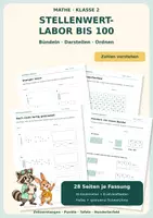 Vorschau - Arbeitsblätter - Stellenwert-Labor bis 100: Zehner und Einer Klasse 2 - Deckblatt