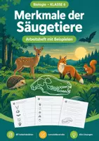 Vorschau - Arbeitsblätter - Säugetiere – Merkmale und Beispiele, Arbeitsheft, Klasse 6 - Deckblatt