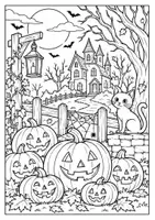 Vorschau - Arbeitsblätter - Halloween-Ausmalbilder – 5 gruselige Motive zum Ausmalen - Seite 2
