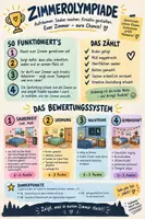 Vorschau - Spiele - Klassenfahrt Aushang Poster Zimmertüren Zimmerolympiade - Deckblatt
