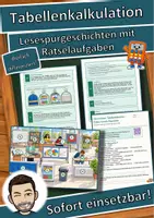 Vorschau - Arbeitsblätter - Tabellenkalkulation – Zellen, Formeln, Diagramme – Lesespurgeschichte mit Rätselaufgaben (Klasse 9) - Deckblatt