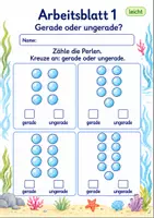 Vorschau - Arbeitsblätter - Gerade und ungerade Zahlen: Perlen zählen bis 20 | Mathematik Klasse 1 | Deluxe | 10 Arbeitsblätter als PDF - Seite 1