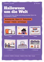 Vorschau - Arbeitsblätter - Halloween um die Welt: Feste in 6 Ländern, Forscherheft in 3 Stufen - Deckblatt