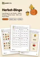Vorschau - Spiele - Herbst-Bingo zum Lesen | 12 Wort-Pläne und 12 Bild-Pläne, Anlaut- und Silben-Runde, Herbstwörter | Klasse 1–2 | Deutsch - Deckblatt