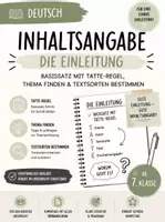 Vorschau - Stundenentwürfe - Inhaltsangabe Klasse 7/8: Die Einleitung – Basissatz mit TATTE-Regel, Thema finden & Textsorten bestimmen - Deckblatt