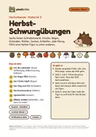 Vorschau - Arbeitsblätter - Herbst-Schwungübungen | 6 Seiten Schreibmotorik mit Herbst-Figuren: Striche, Bögen, Girlanden, Wellen, Zacken, Schleifen | Vorschule, Klasse 1 | Lineatur Klasse 1 - Seite 1