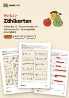 Vorschau - Arbeitsblätter - Herbst-Zählkarten 1 bis 12 | Klammerkarten mit Selbstkontrolle, Zwanzigerfeld, Arbeitsblatt | Klasse 1 | Mathematik - Deckblatt