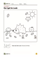 Vorschau - Arbeitsblätter - Herbst-Ausmalbilder: Die Herbstbande | 6 Szenen zum Ausmalen, Wörter mit Silbenbögen, Malen nach Silben | Klasse 1–2 | Kunst, Deutsch - Seite 3