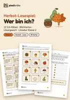 Vorschau - Arbeitsblätter - Herbst-Lesespiel: Wer bin ich? | 12 Ich-Rätsel mit Bild-Karten und Lösungswort, Arbeitsblatt Lineatur Klasse 2 | Klasse 2 | Deutsch, Lesen - Deckblatt