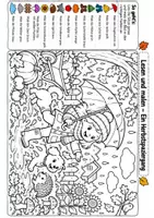 Vorschau - Arbeitsblätter - Lesen & Malen im Herbst - 5 Ausmalbilder mit Leseaufträgen - Seite 3