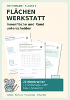 Vorschau - Arbeitsblätter - Flächenwerkstatt: Innenfläche und Rand unterscheiden – Klasse 4 - Deckblatt