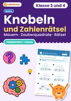 Vorschau - Arbeitsblätter - Knobelaufgaben Themenwelt Ozean Klasse 3 und 4 | Zahlenmauern, Zauberquadrate | Lösungen - Deckblatt