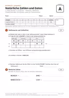 Vorschau - Klassenarbeiten - Schularbeit Natürliche Zahlen und Daten 1. Klasse - Deckblatt