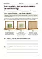 Vorschau - Arbeitsblätter - Durchsichtig, durchscheinend oder undurchsichtig Arbeitsheft Klasse 5–6 - Deckblatt