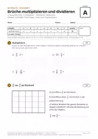 Vorschau - Klassenarbeiten - Schularbeit Brüche multiplizieren 2. Klasse - Deckblatt