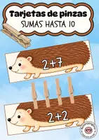 Vista previa - Refuerzo / NEE / Materiales de apoyo - Sumas hasta 10: tarjetas de pinzas con erizos - Portada