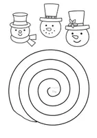 Vista previa - Manualidades / Dibujos para colorear - Móvil de muñeco de nieve en espiral: manualidad y ejercicio de recorte - página 1