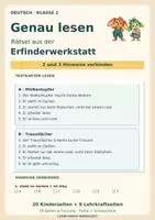 Vorschau - Arbeitsblätter - Erfinderwerkstatt: Genau lesen und Rätsel lösen Klasse 2 - Deckblatt