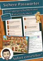 Vorschau - Mal- und Bastelvorlagen - Sichere Passwörter – mein digitaler Schlüssel – Lesespurgeschichte mit Rätselaufgaben (Klasse 3) - Deckblatt
