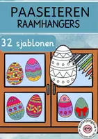 Voorbeeld - Tekenen en knutsel sjablonen - Paaseieren raamhangers – 32 sjablonen om in te kleuren - Voorblad