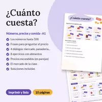 Vista previa - Hojas de trabajo - Los números hasta 100, los precios y la comida (A1) - Portada