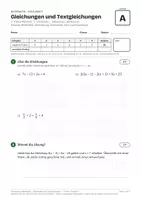 Vorschau - Klassenarbeiten - Schularbeit Gleichungen 3. Klasse MS/AHS - Seite 1
