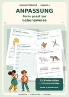 Vorschau - Arbeitsblätter - Tiermuseum: Anpassung und Lebensweise Klasse 4 - Deckblatt