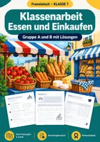 Vorschau - Test - Essen und Einkaufen, Klassenarbeit, Klasse 7 - Deckblatt
