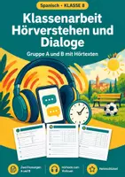 Vorschau - Test - Hörverstehen und Dialoge, Klassenarbeit, Klasse 8 - Deckblatt