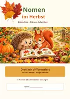 Vorschau - Arbeitsblätter - Arbeitsblätter 3-fach differenziert Herbst Nomen - Deckblatt