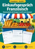 Vorschau - Test - Einkaufsgespräch Französisch, Klassenarbeit, Klasse 7 - Deckblatt