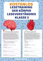 Vorschau - Arbeitsblätter - Kostenlos: Lesetraining Der Körper – Leseverständnis Klasse 3 - Deckblatt