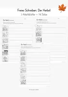 Vorschau - Arbeitsblätter - Freies Schreiben: Der Herbst (3 Arbeitsblätter) - Deckblatt