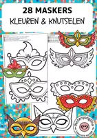 Voorbeeld - Tekenen en knutsel sjablonen - 28 maskers voor carnaval – om te kleuren en te knutselen - Voorblad