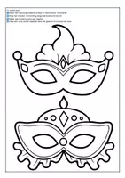Voorbeeld - Tekenen en knutsel sjablonen - 28 maskers voor carnaval – om te kleuren en te knutselen - Pagina 1