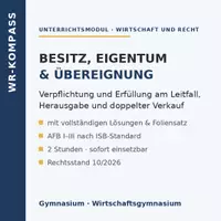 Vorschau - Stundenentwürfe - Besitz, Eigentum & Übereignung Kl. 9/10 - Deckblatt