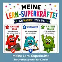 Vorschau - Poster - Meine Lern-Superkräfte | Motivationsposter für Kinder | Monster Lernposter - Deckblatt