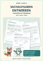 Vorschau - Arbeitsblätter - Sachaufgaben entwirren: Lichterfest im Tüftelwald – Klasse 3 - Deckblatt