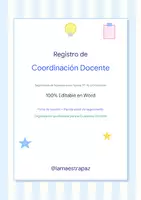Vista previa - Para docentes: organización, planificación y formación - 📋 Registro de Coordinación Docente (Tutoría / PT / AL / Orientación) | 100% Editable en Word - Portada