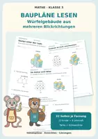 Vorschau - Arbeitsblätter - Baupläne lesen: Würfelgebäude aus mehreren Blickrichtungen – Klasse 3 - Deckblatt
