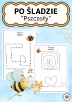 zapowiedź - Karty pracy - Kreślenie po śladzie wiosna – pszczoły, ćwiczenia grafomotoryczne - obwoluta