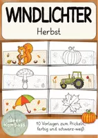 Vorschau - Mal- und Bastelvorlagen - Windlichter Herbst farbig/schwarz weiß 10 Motive - Deckblatt