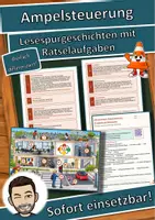 Vorschau - Stationenlernen - Ampelsteuerung – Zustände und Automaten – Lesespurgeschichte mit Rätselaufgaben (Klasse 7) - Deckblatt