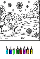Aperçu - Feuilles d'exercices - Calcul et coloriage hiver jusqu'à 10 addition - Page 1