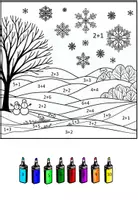 Vista previa - Hojas de trabajo - Calcular y colorear en invierno: sumas hasta 10 - página 2