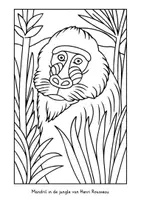 Voorbeeld - Tekenen en knutsel sjablonen - Mandril in de jungle van Henri Rousseau – kleurplaat kunst - Voorblad