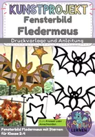 Vorschau - Mal- und Bastelvorlagen - Halloween Fensterbilder zum Prickeln & Ausschneiden – Fledermaus - Deckblatt