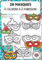 Aperçu - Matériel pour travaux manuels / dessin - 28 masques de carnaval à colorier et à bricoler - Page de couverture